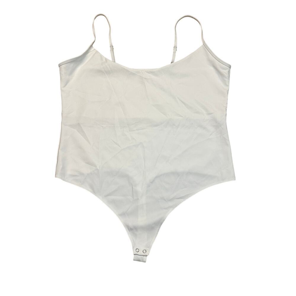 Good American spaghetti tank scuba bodysuit WHITE